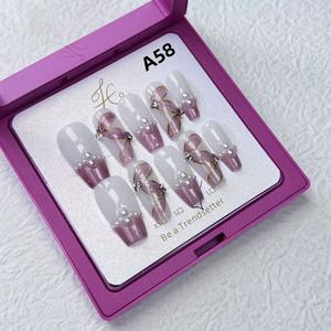 Pure handcrafted wearable armor French silk ribbon pearl cat’s eye detachable spring style whitening wearable armor reusable  nails press  nails miffy  nails miffy  nails short  press  nails