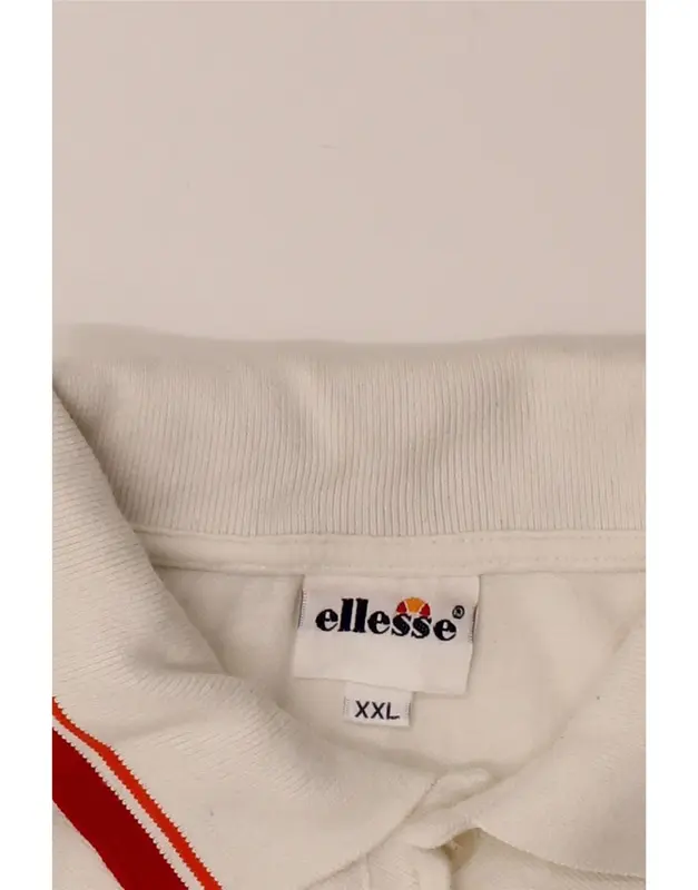 Pre-Owned Vintage ELLESSE Mens Polo Shirt 2XL White Cotton 4