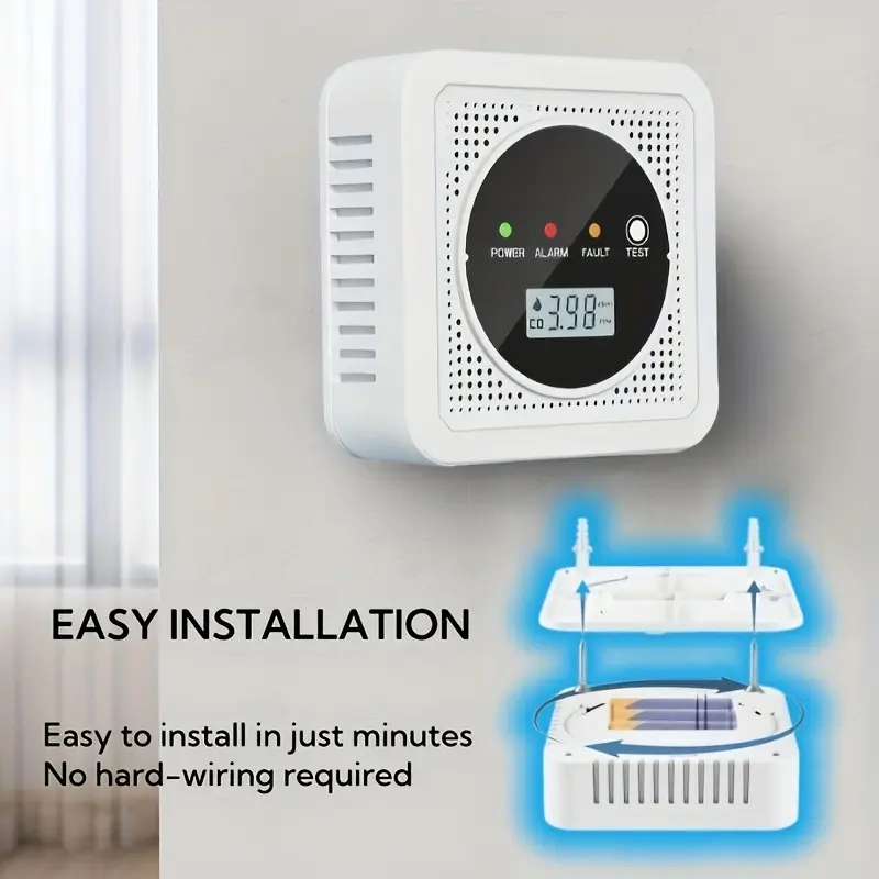 2-in-1 Carbon Monoxide and Smoke Detector | LED Indicators for CO & Smoke Alarm | Suitable for Home and Kitchen Safety | Sleek White Design with Easy-to-Read Display, Smoke Alarms for Home 2