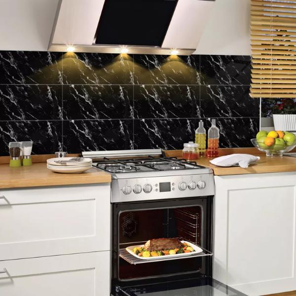 10PCS Black Marble 1 PVC Wall Tile Stickers Self-Adhesive 30x60cm for Kitchen & Bathroom Decor Decorative Ornaments Tiles Sticker Aluminium Metal Smooth pu stone panel transparent reflective Wood Wooden Glass waterproof 5