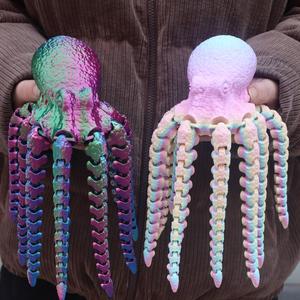 3D Printed Octopus Figurine, Collectible Figurines, 1 Count Colorful Joint Movable Octopus Statue, Home Decor Ornament for Living Room Bedroom Party