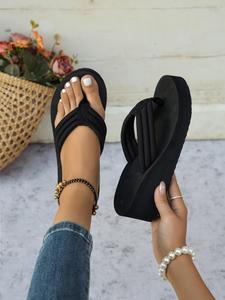 Women's Fashionable Plain Color Slides, Casual Comfortable Flat Sandals for Beach, Non-slip Slippers for Indoor & Outdoor Wear, Walking Shoes, Anti Slip Sandals