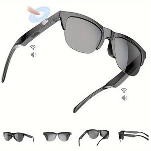 Wireless Smart Glasses, Rechargeable Touch Control Smart Glasses, Multifunctional Bluetooth-compatible Glasses with HD Anti-UV Lens for Outdoor Sports