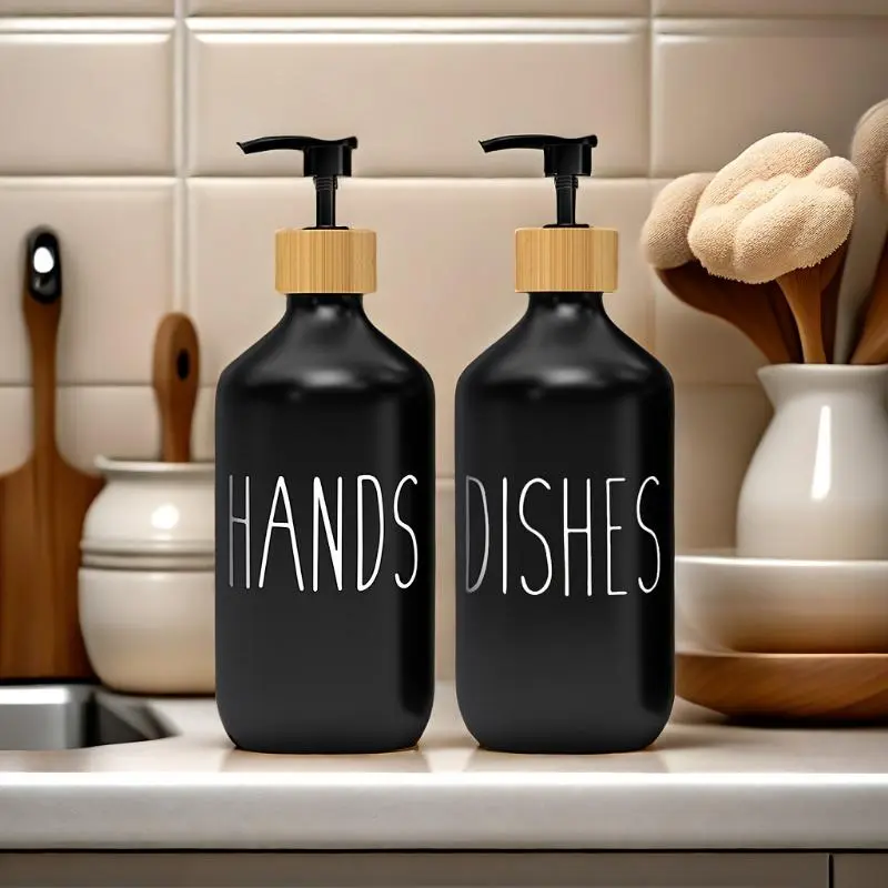 2pcs Soap Dispenser Set, Countertop Lotion Bottle, Bathroom Hand Soap Dispenser, Refillable Empty Bottle For Hand And Dish Soap, Bathroom Accessories, Home Decor 3