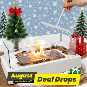 Tabletop Alcohol Heater Lamp, Outdoor Real Flame Atmosphere Light, Stainless Steel Cylinder Design, Perfect Small Fireplace for BBQ & Parties