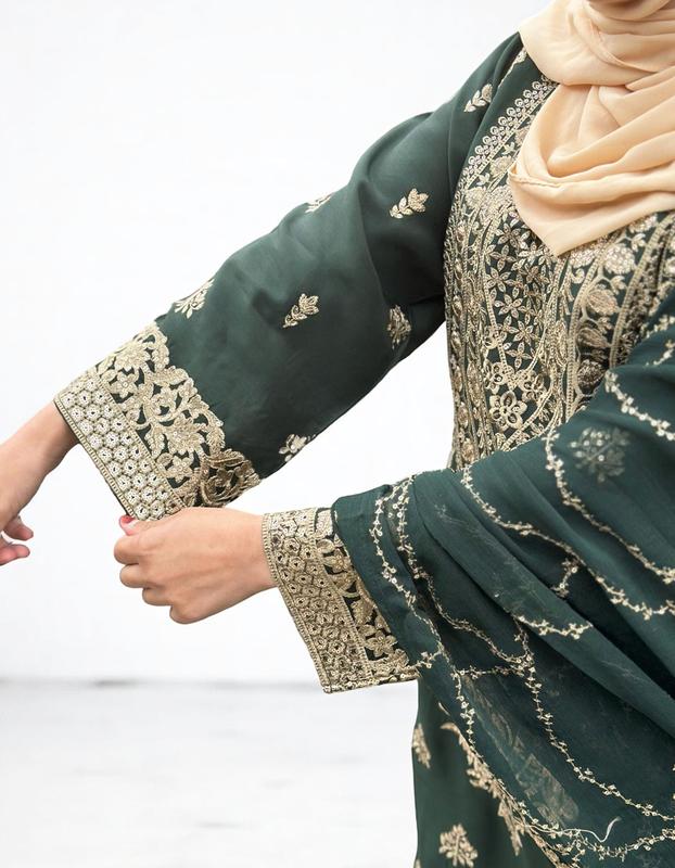 3 Pcs Asian  Embroidered Suit/Dress | Pakistani/Indian Kameez Salwar | 2025 Fashion | Formal/Occasional Wear For Women | Zahra B's Collection Womenswear Embroidery Elegance Comfort 2