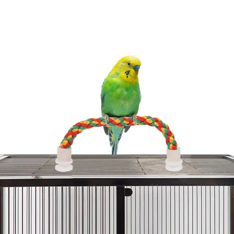 Bird Bite Toy Multi-color Parrot Standing Woven Rope Toy  Bird Chew Toy Bendable Pet Parrot Standing Perches  For Parakeet 0