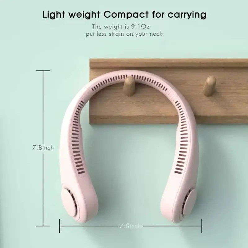 USB Rechargeable Portable Neck Fan, Leafless Bladeless Hands-Free Fan for Indoor Outdoor Use 3