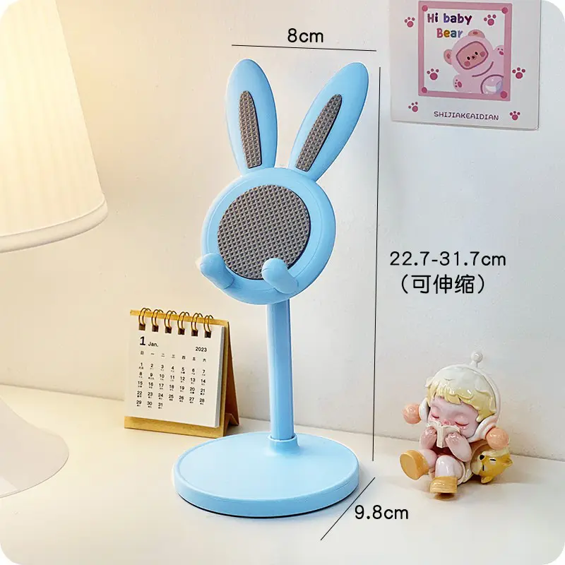 Pink Phone Holder Desktop Cell Phone Stand For iPhone 13 14 Samsung Smartphone Adjustable Lovely Rabbit Cartoon Table Support 8
