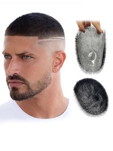 Men's V-shaped Front Hair Piece, Natural Looking Invisible Handmade Human Hair Top Covering, Fashionable Hairpiece for Men