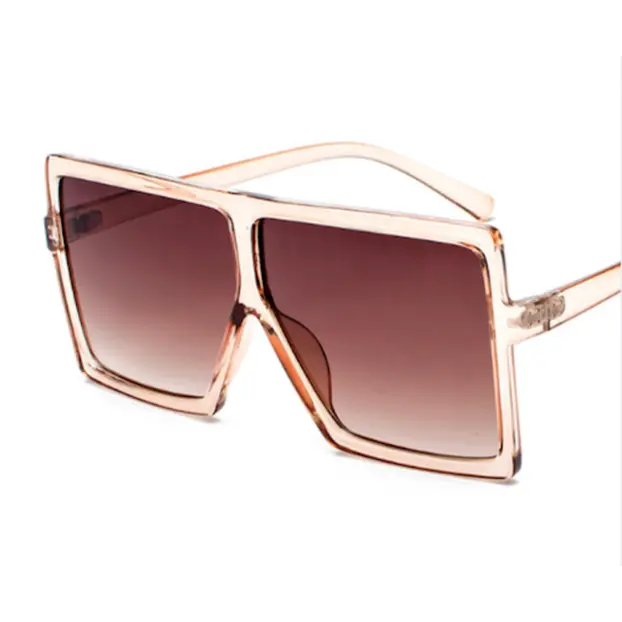 Black Square Flat Top Large Fashion Sunglasses Women Shades Big Oversized 5