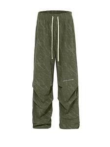 Men's Letter Print Corduroy Drawstring Waist Wide Leg Pants, Loose Casual Comfy Trousers for Spring & Fall, Men's Bottoms for Daily Wear