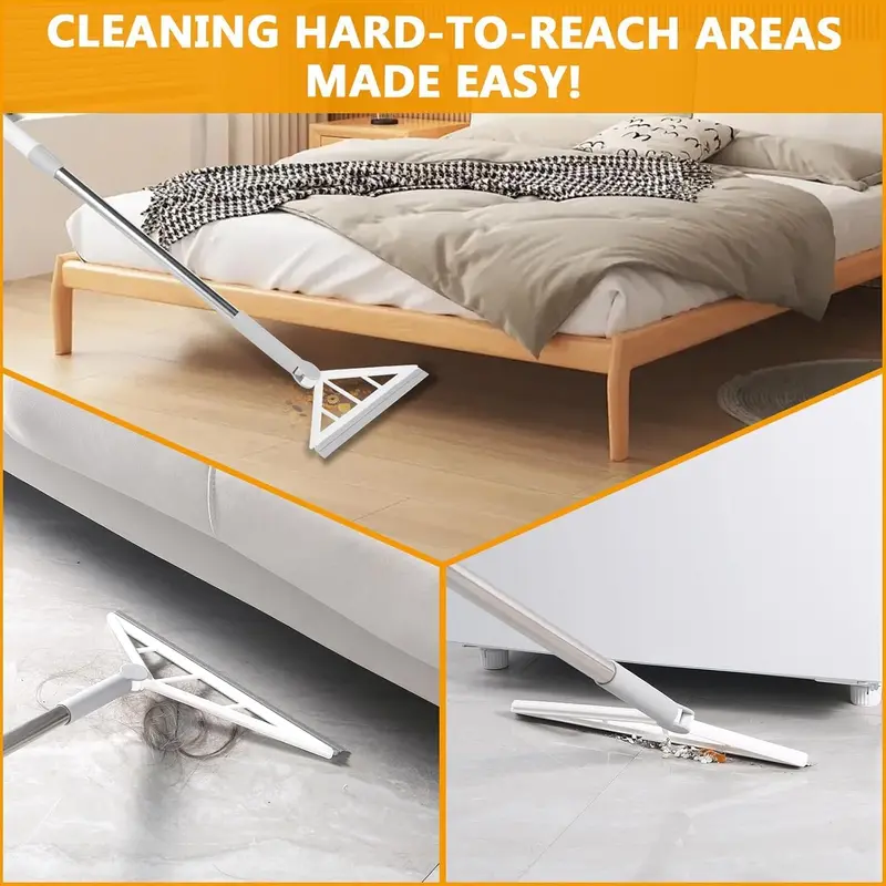 Rubber Broom,Long Handled Sweeping Brush Indoor, Floor Brush with Squeegee, Silicone Squeegee Broom for Cleaning Pet Hair, Carpet in Kitchen, Bathroom 4