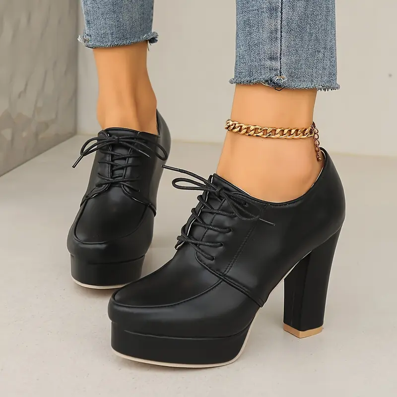 Spring New Women'S Mary-Jane High Heel Shoes with Round Toe and Block Heel, Elegant Style, All-Season Wear, Breathable Design, Solid Color, Man Made Materials, Hand Wash or Professional Dry Clean 5