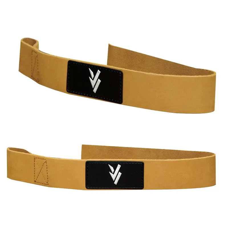 Weight Lifting Leather Wrist Straps Brown Pair For Work out Gym & Training 1