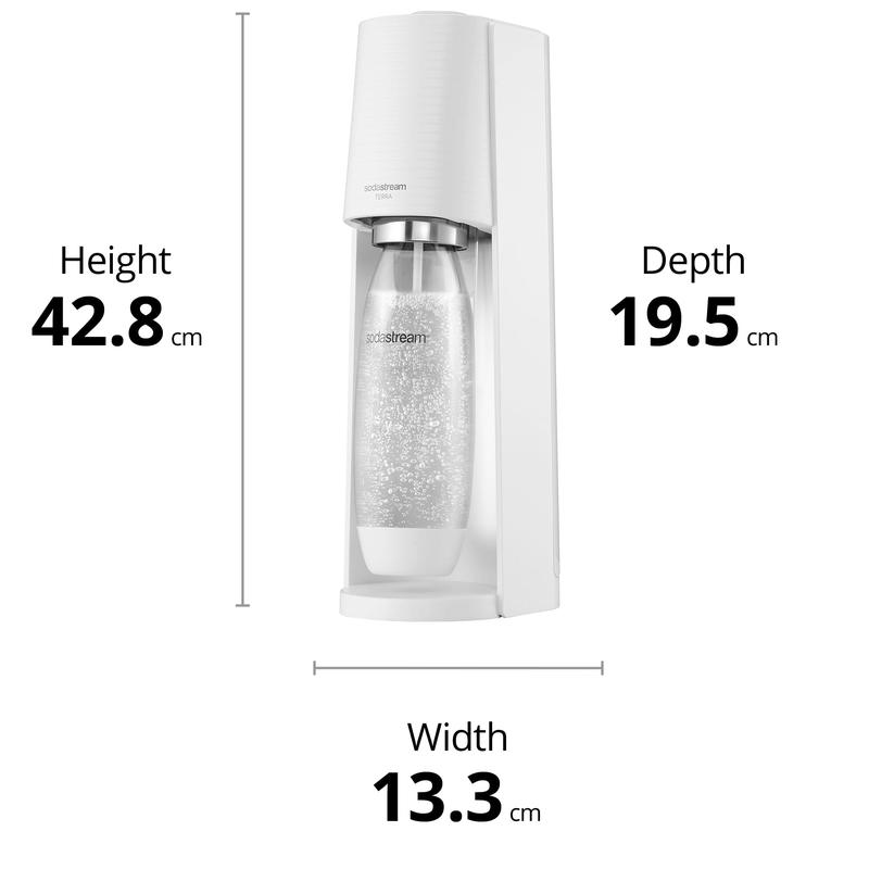 SodaStream Terra Sparkling Water Maker, Sparkling Water Machine & 1L Fizzy Water Bottle, Retro Drinks Maker w. BPA-Free Water Bottle & Quick Connect Co2 Gas Bottle for Home Carbonated Water - White 2