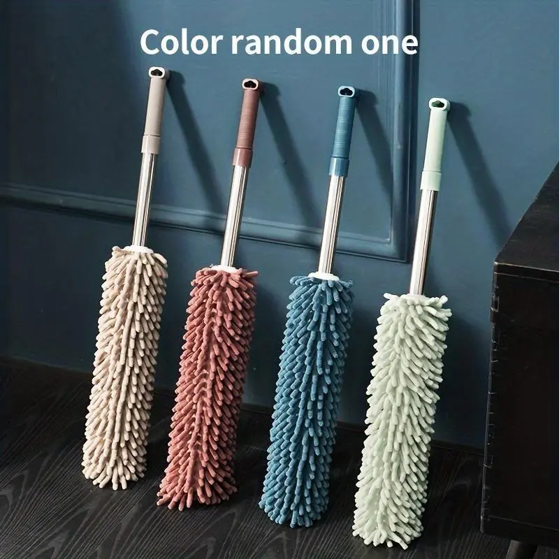 1pc Chenille Telescopic Dust Duster - Washable & Extendable Pole, Detachable Brush for Efficient Cleaning of Furniture, Car, Windows, Ceiling Fans & More - Available in Kakai, Brown, Purplish Blue, Pale Green 2