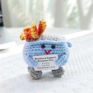 Handmade Emotional Support Doll Dumpster Fire with Positive Card as a Gift for Desk Decor