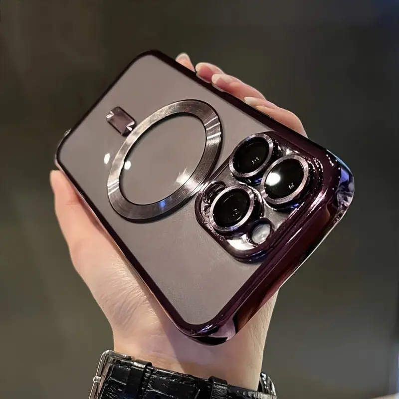 Wireless Charging Shockproof iPhone Case - High-Quality Electroplated Magnetic Absorption with Clear TPU Material - Includes Lens Film Protector 6