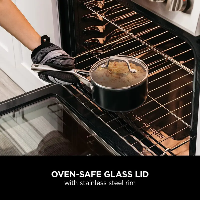 [70%OFF]Cookware 3-Piece Saucepan Set with Glass Lids, Non-Stick, Long Lasting, Aluminium Pan Set, Induction Compatible, Oven Safe to 260 ° C, Black cookware of pots new non  stick  pots pans  cooking  set 5