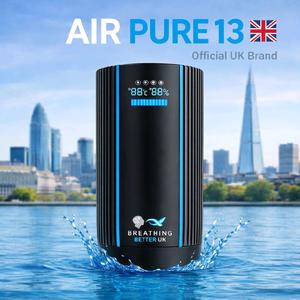 Breathing Better UK -  Air Purifier - The Air Pure 13 - Home Car Office - 23sqm Coverage -  TVOC Auto Air Quality Optimized - Led -  4 Stage True Hepa +Carbon Filter - 4 Stage Power - Eliminate 99.7 % Mould - Dust - Pet Dander - Pollen - PM2.5. Pure Air