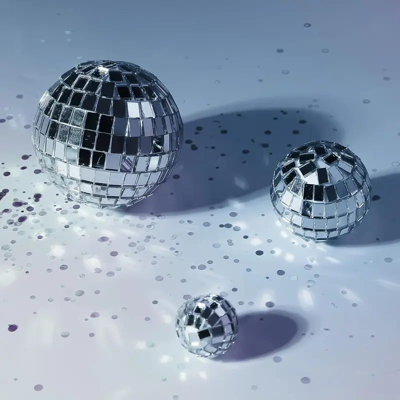 Disco Ball Cake Decorations, 10 PCS Disco Ball Cake Toppers Cupcake Toppers 1970s Disco Themed Cake Toppers for Disco Theme 70's Party Supplies (4 Size), Silver 3