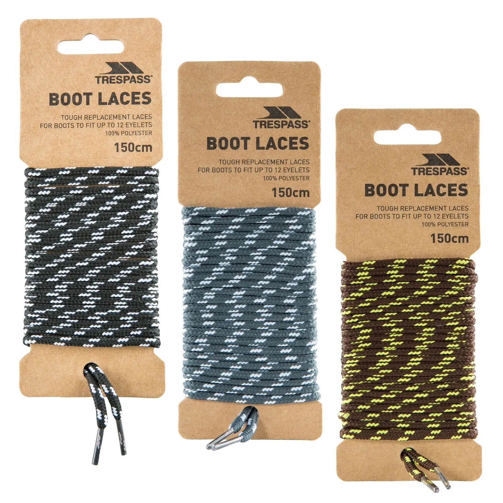 Trespass Tough Walking Boot Laces 150cm Suitable for 12 Eyelets