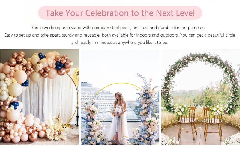 Product Introduction of Round Balloon Arch Kit, 1.8M Metal Stand With Base, Backdrop Stand for Birthday Party, Baby Shower, Graduation, Wedding 1