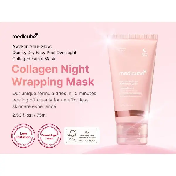 Medicube Collagen Night Wrapping Mask Peel + Skincare Mask Hydrate Moisture 1