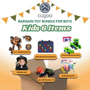 Kids Bargain Toy Bundle For Boys - 6-items for £15 (worth £50+) Discounted Items - Dinosaur, Solar, Construction, Car Robot Toys for Boys (Ages 4-12)- Clearance