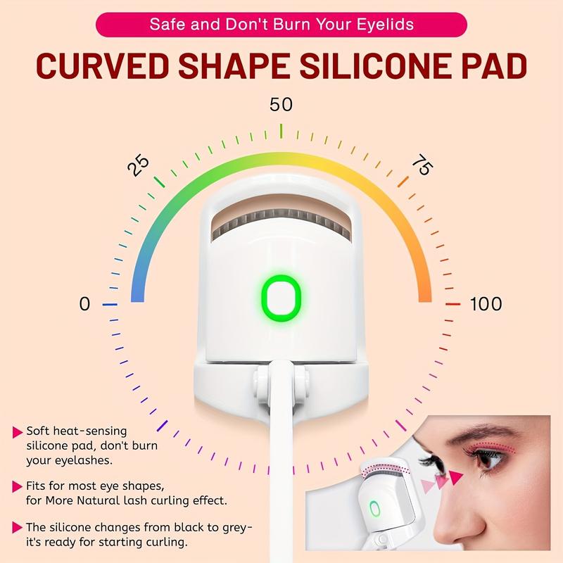 HGS    USB Rechargeable Electric Eyelash Curler - Compact, Lightweight, Ergonomic Design for Travel Touch-Ups, White & Pink Options, 150mAh Battery 3