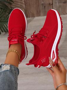 Women's Fashionable Plain Color Lace Up Low Top Sneakers, Casual Comfortable Breathable Sports Running Shoes, All-match Basic Athletic Shoes for Daily Wear