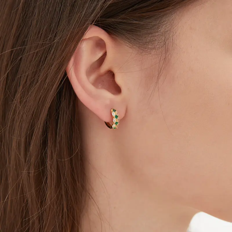 Emerald Green Hoops (S925) 1