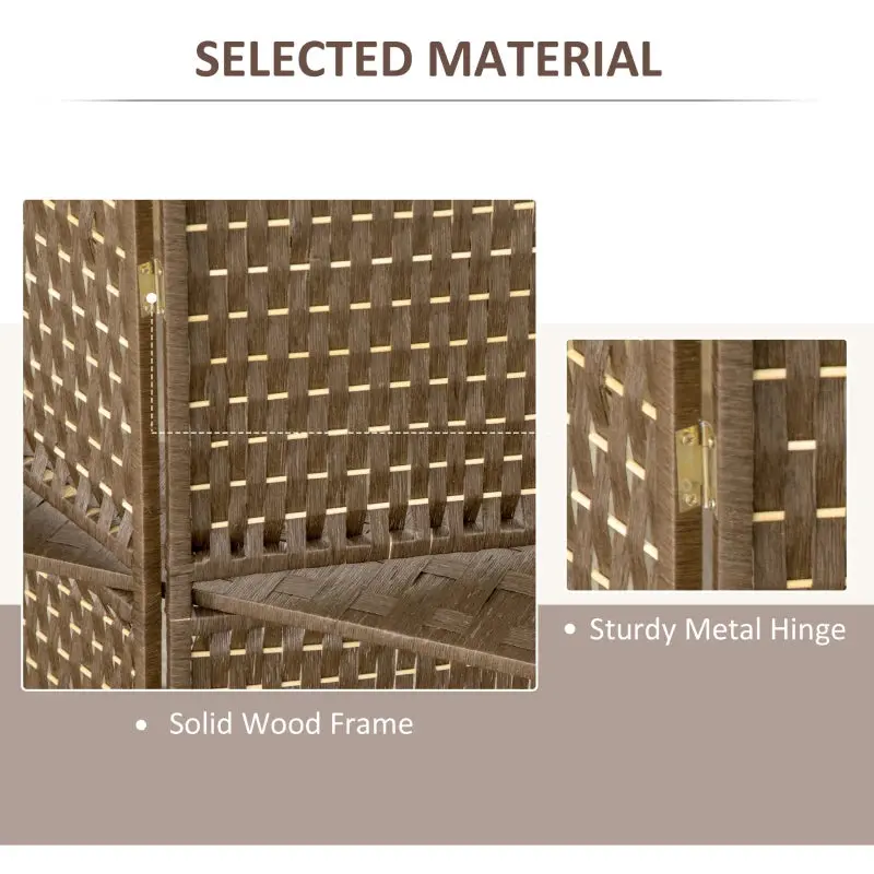 4-Panel Room Divider with Shelves, Wave Fibre Freestanding Folding Privacy Screen Panels 3