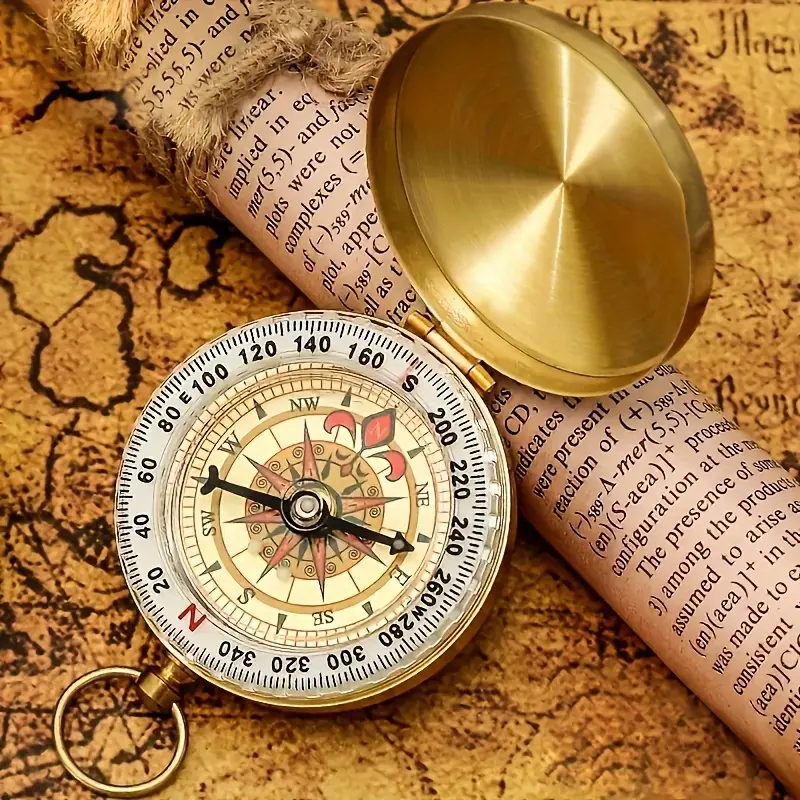 1pc Pocket Luminous Compass - Durable Portable Brass Compass Navigation Tool for Camping, Hiking & Outdoor Adventures Survival Emergency Tool 1