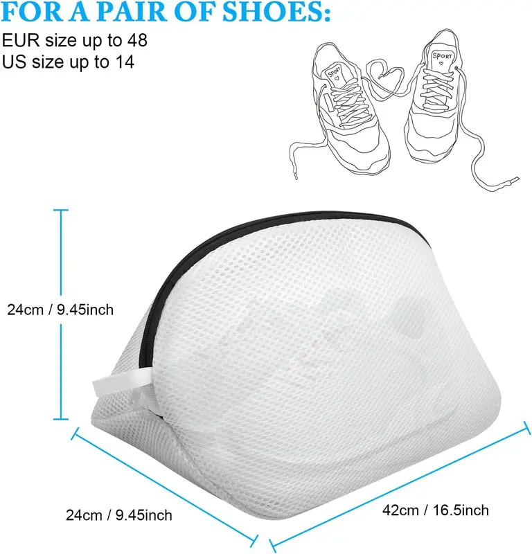 Shoes Wash Bags, 2pcs Mesh Laundry Bags with Durable Zips, Premium Laundry Bag For Shoes/Trainers For Washing Machine, Storage Bag for Shoes and Clothing, for Sneakers, Socks, Bras 7