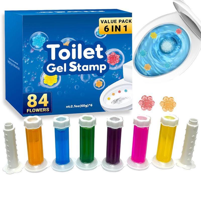 Product Introduction of Toilet cleaning Gel 6 colors /box long lasting toilet gel stamp cleaning products toilet cleaner toilet bowel deodorant gel toilet scent freshener odor removal gel Household Perfume Scented Multicolor 3