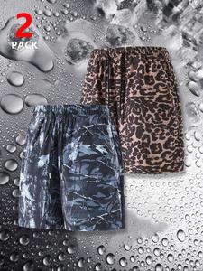 Men's Leopard Print & Camo Print Boxer Briefs, Loose Casual Comfy Breathable Underwear for Daily Wear, Mens Underwear for All Seasons