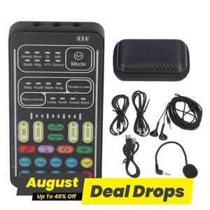 Portable Voice Changer, Multifunctional Mini Live Sound Card Set, Voice Changer with Microphone, Professional Audio & Video Accessories for Home & Office, Audio Interface