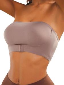 Women's Solid Color Front Buckle Strapless Bra, Breathable Comfortable Wireless Push Up Bra, Ladies Lingerie for All Seasons, Womenswear