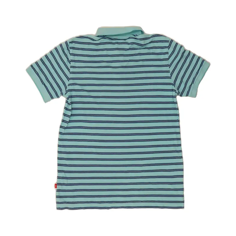 Pre-Owned Vintage IZOD Mens Polo Shirt Large Blue Striped Cotton 2