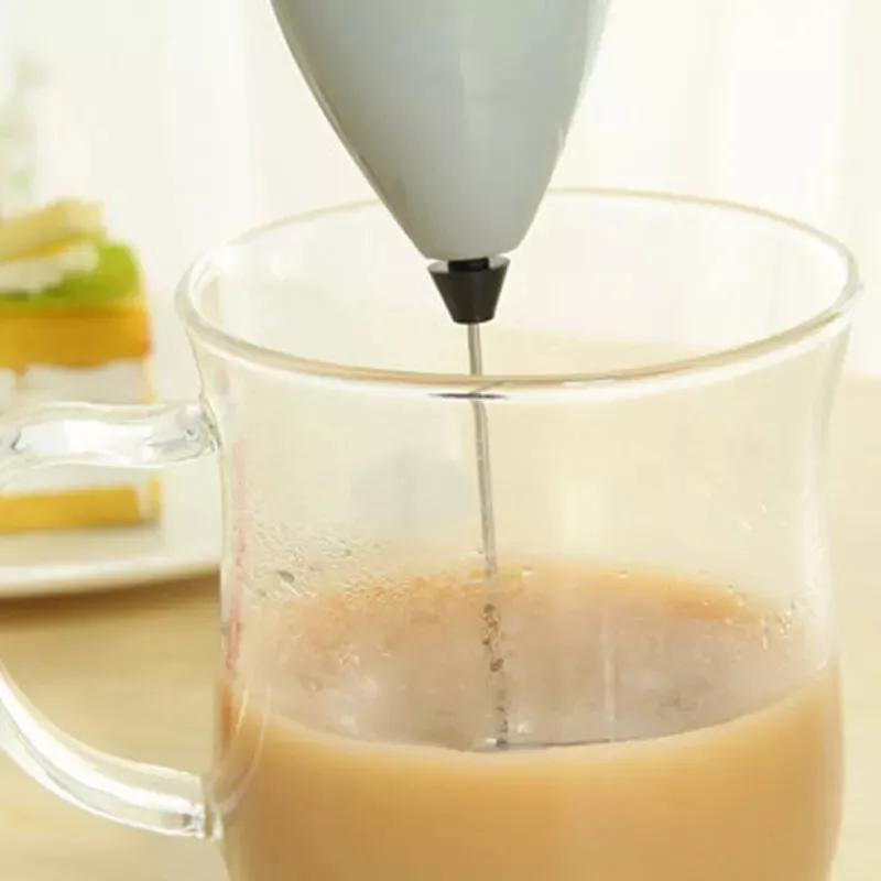Electric Milk Frother Egg Whisk Mixer Beater Coffee Foamer Kitchen Silver & Back 3