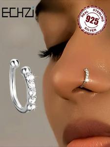 925 Sterling Silver Fashionable Fake Nose Ring Jewelry, Hinged Nose Ring, No Piercing Needed Nose Ring, Fashion Hip Hop Accessory for Women & Girls, High Quality Trendy Fine Jewelry, Septum Tusk Jewelry