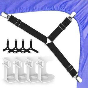 4 Piece Bed Sheet Holder + 4 Clippers for ALL Bed Sizes - Strong, Durable, Flexible Material Prevents Slipping & Shifting Universal Fit for All Size Beds. UK stock
