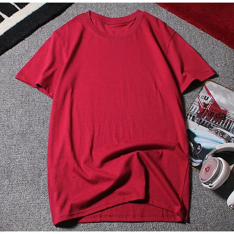 Summer Men's Short-sleeved 10XL 9XL 12XL Round Neck Half-sleeved Clothes Large Size T-shirt Cotton Solid Color Tops Oversized 6