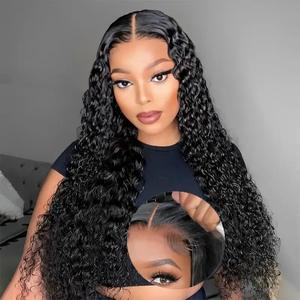 Bling hair Glueless 6x4 Ready to Wear Deep Wave Lace Clousure Wig Human Hair Pre Plucked 9x6 Curly Brazilian Transparent Lace Front Wigs for Women 13x4 13x6 36 30 inches Natural Black 180 Density Human Hair Wig