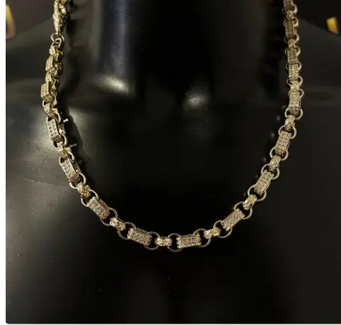 GF 10mm Gypsy Link Belcher Chain for Unisex, Heavy Filled 2