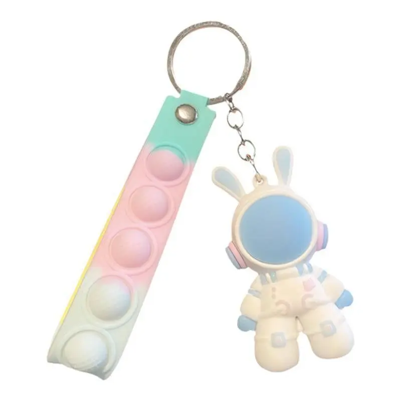 Space Rabbit Leather Keychain Car Gift Pendant Male and Female Couple Cartoon Doll Bag Pendant Activity Gift 4