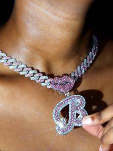 Rhinestone Decorated Necklace for Women, Girlfriend Gifts, Fashion Chunky Cuban Link Chain for Party, Daily Clothing Decor, Trendy All-match & Exquisite Jewelry for Birthday Gift, Girlfriend Gifts, Decoration