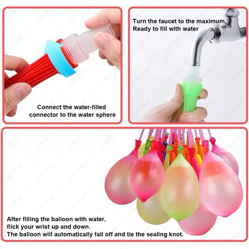 111-999 Pcs Colourful Self Sealing Magic Biodegradable Latex Small Water Balloons with Rapid Fill Hose attAchment, Self Tie Rubber-band. Perfect for Outdoor Games and Parties. 6